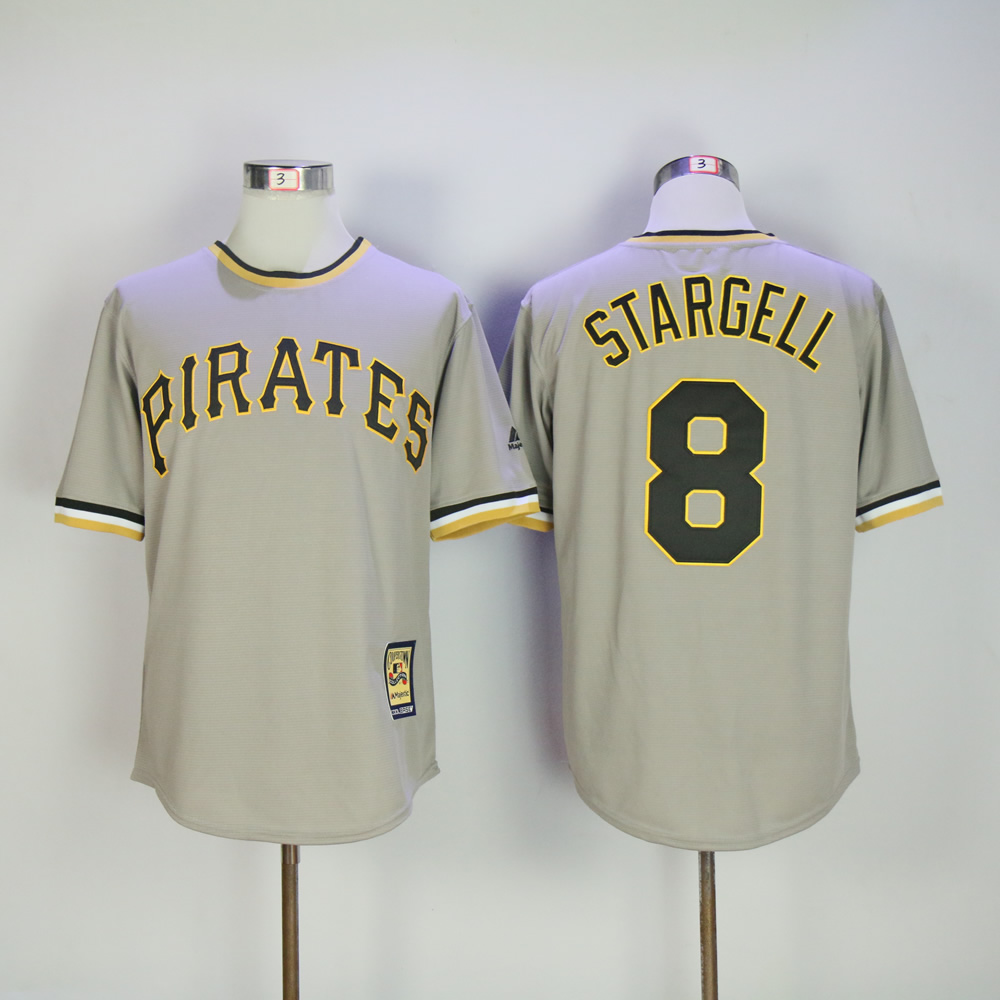 Men Pittsburgh Pirates #8 Stargell Grey Throwback Game MLB Jerseys->pittsburgh pirates->MLB Jersey